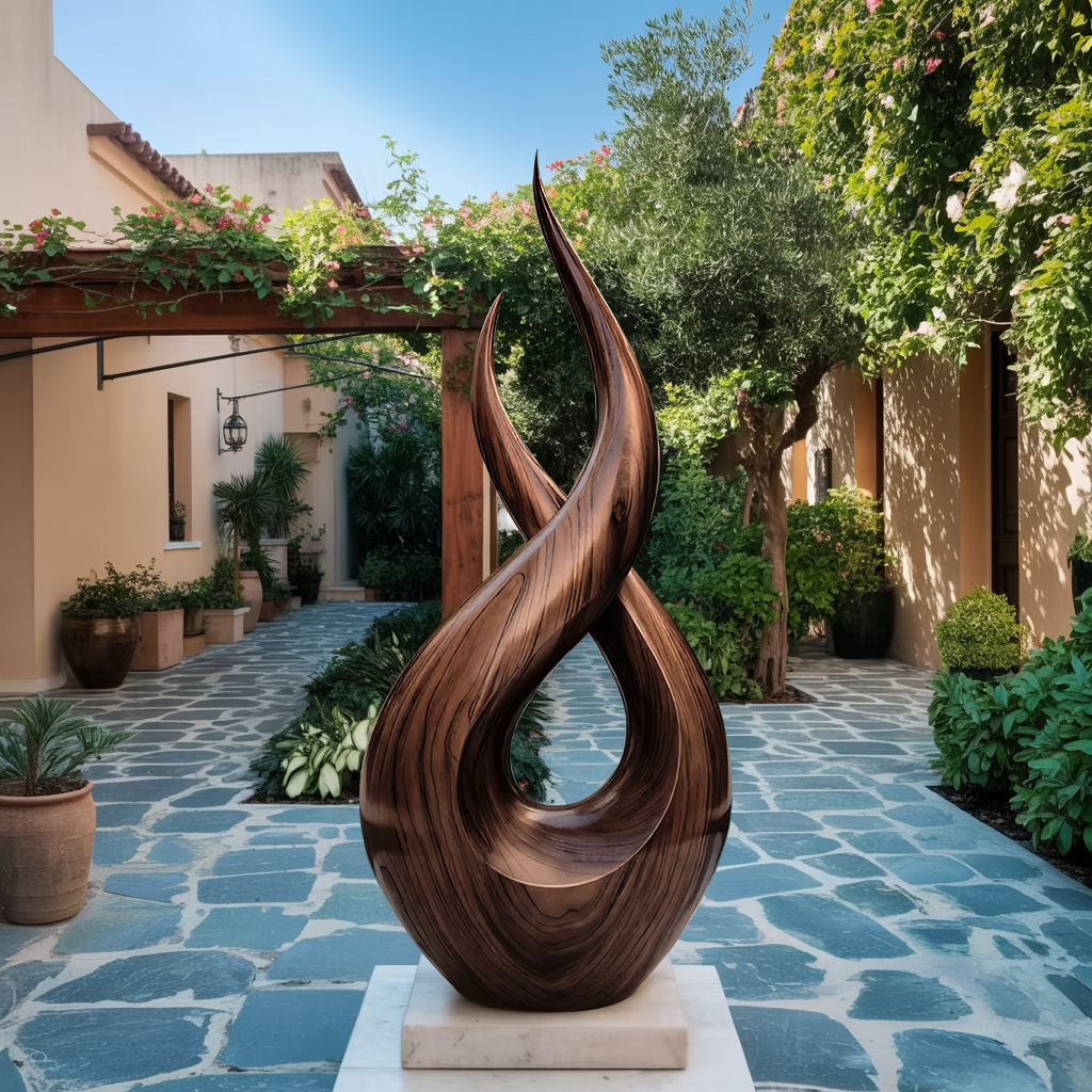 Modern Solid Wood Sculpture Entryway Design Accent Furniture