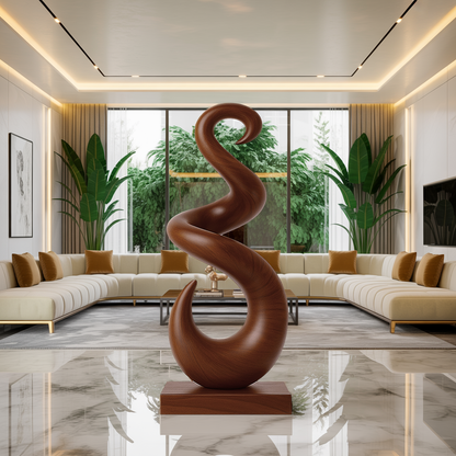 Hand Carved Abstract Wooden Sculpture For Yard Decor