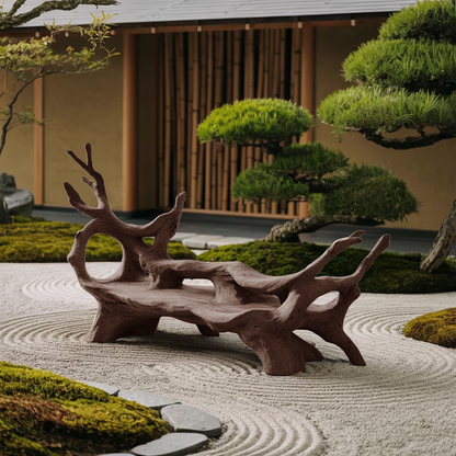 Mid Century Branch Bench For Retro Patio Ambiances
