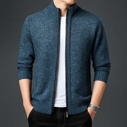 Woven Full-Zip Cardigan