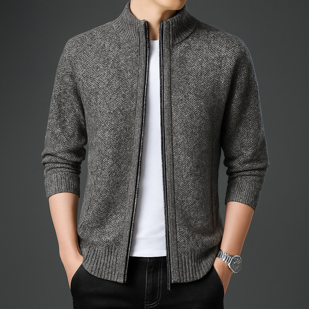 Woven Full-Zip Cardigan