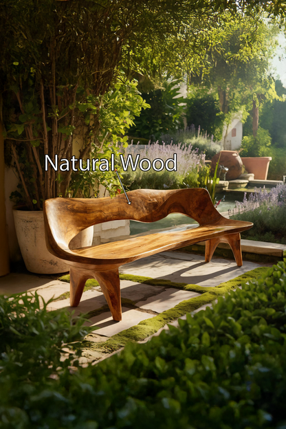 Handcrafted Curved Wood Bench For Outdoor Furniture Styling
