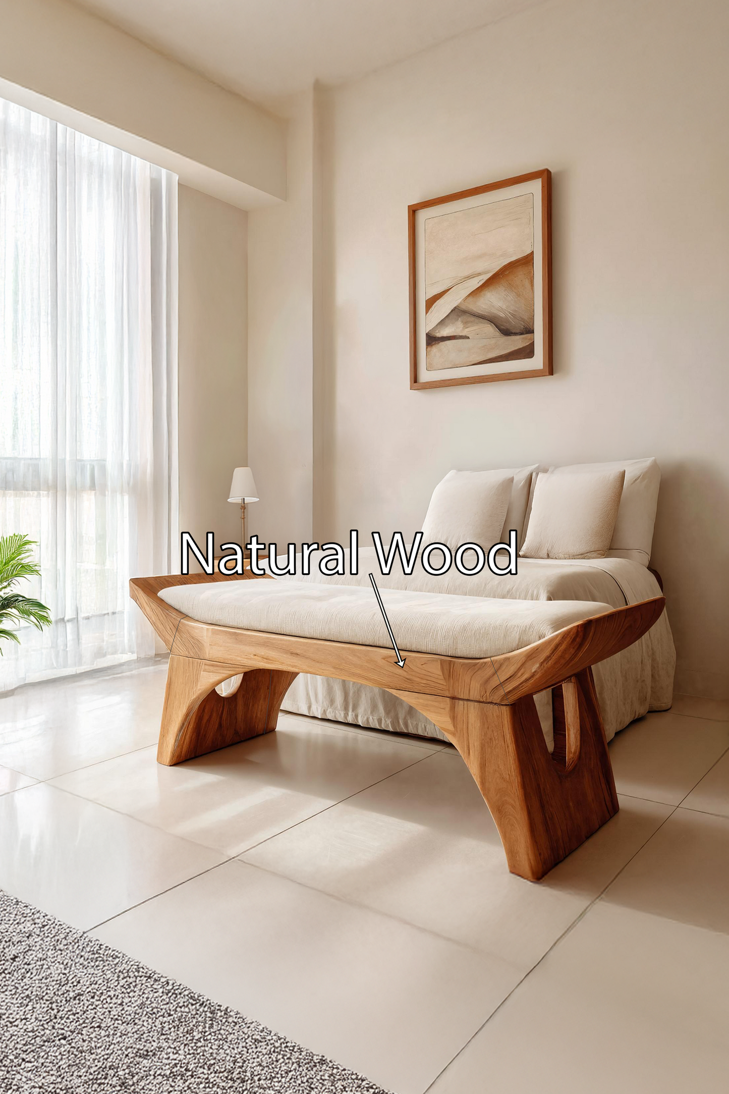 Farmhouse Wooden Bench With Shelf For Bedroom Setup