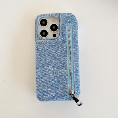 Denim Hub Wallet iPhone Case