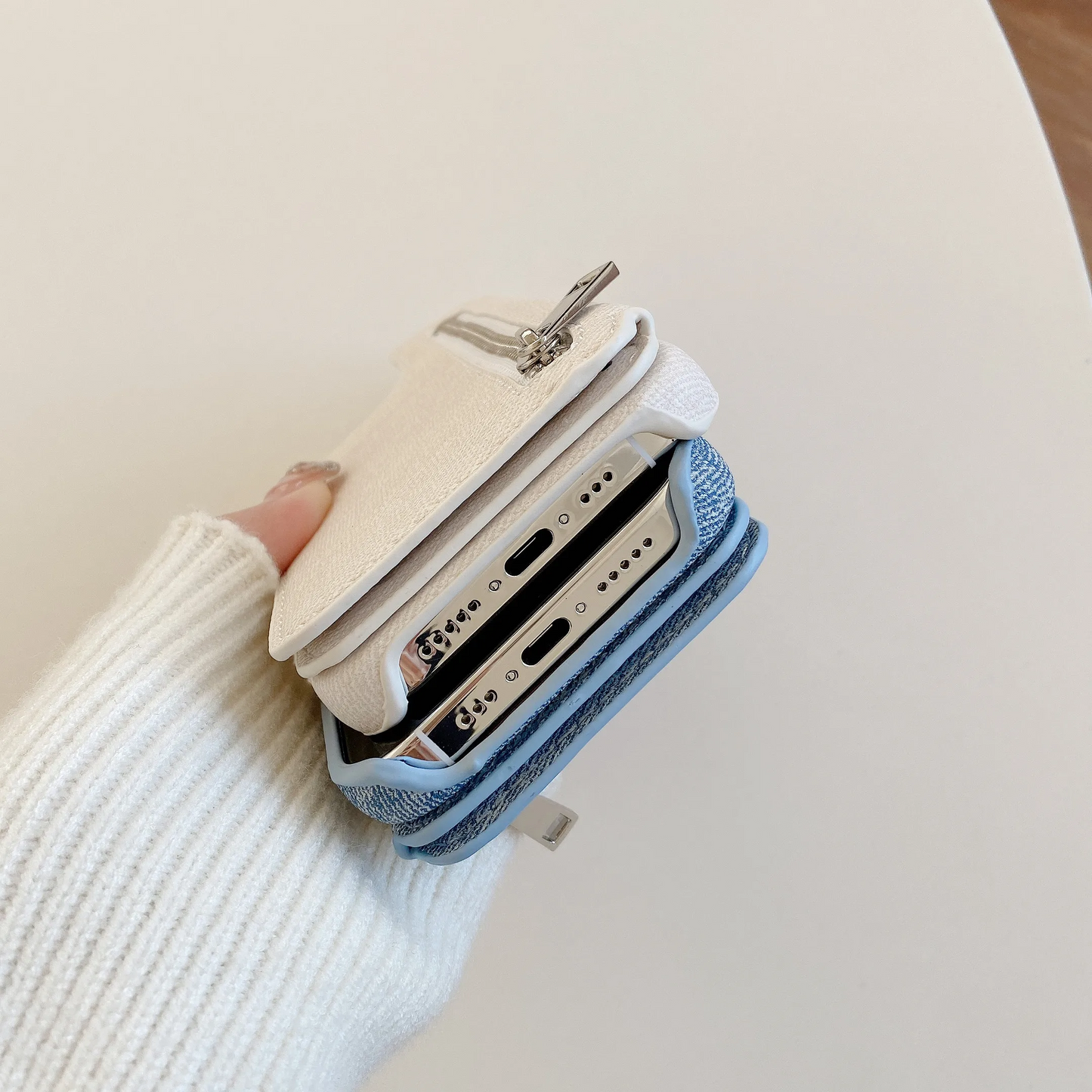 Denim Hub Wallet iPhone Case