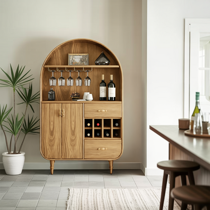 Arched Wine Cabinet With Storage For Dining Room