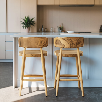 Mid Century Bar Stools With Backrest For Kitchen Or Dining Room