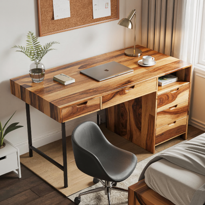 Modern Wooden Desk With Drawers For Home Office Or Study