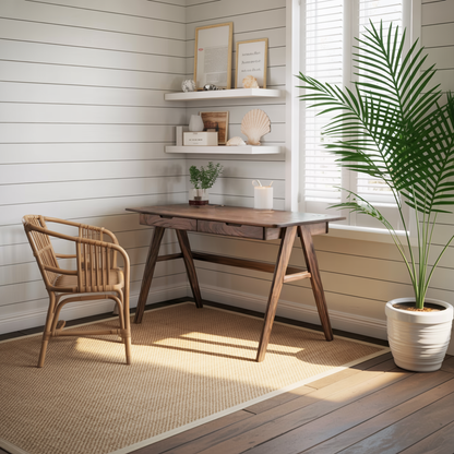 Mid Century Modern Wood Writing Desk With Drawers For Home Office Or Study