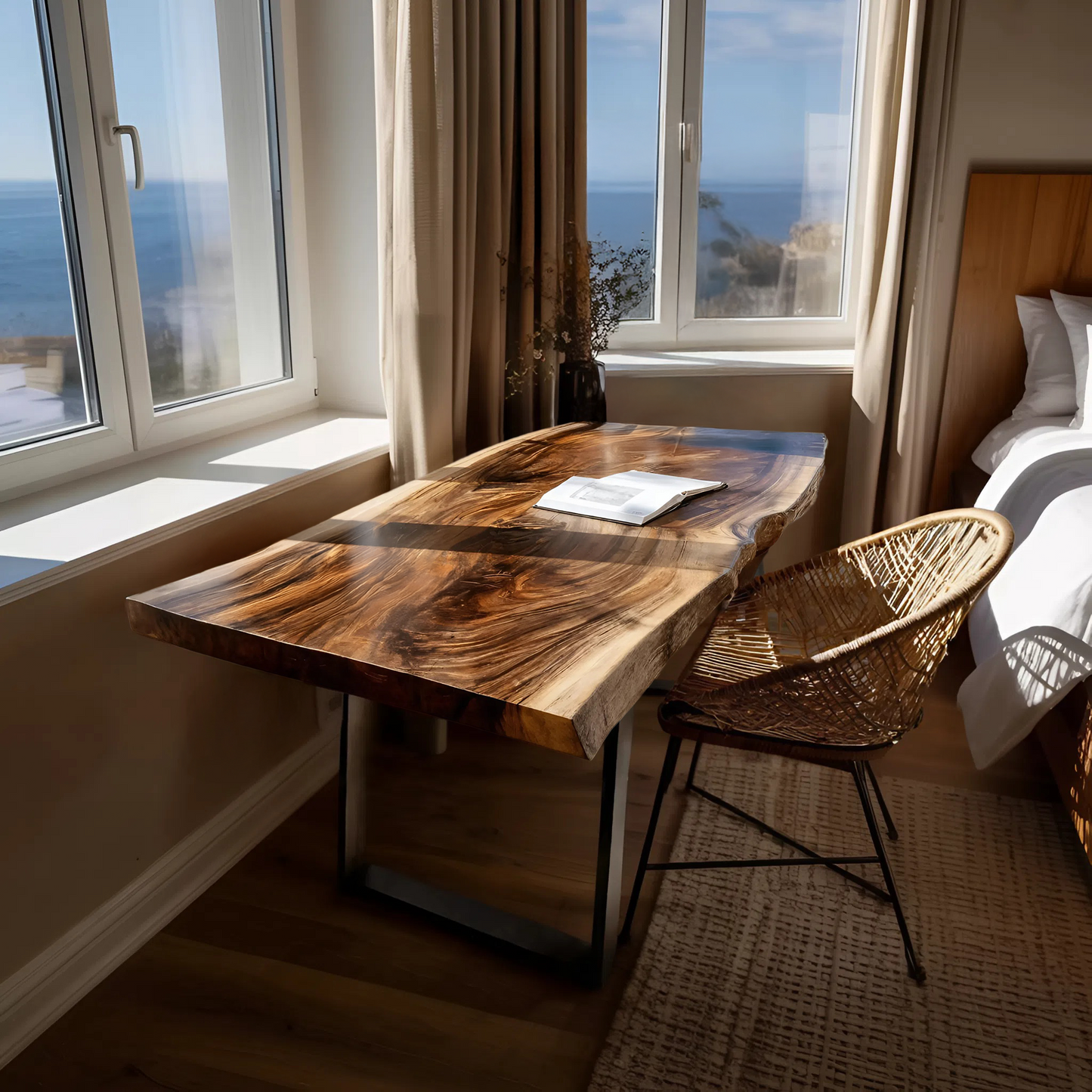Modern Wooden Live Edge Desk For Bedroom Design