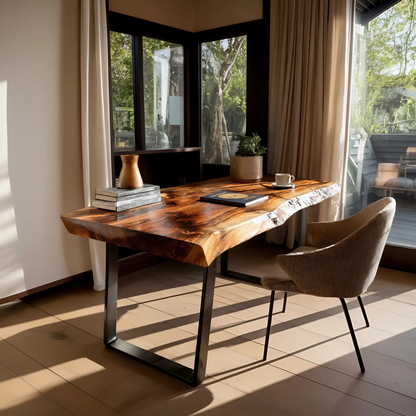 Farmhouse Solid Wood Live Edge Desk For Interior Decor