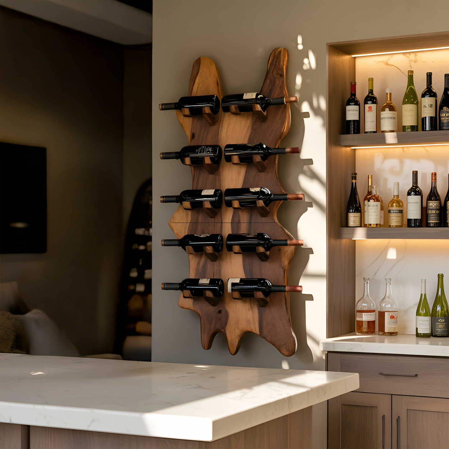 Modern Solid Wood Wine Rack For Bar Decor And Home Display