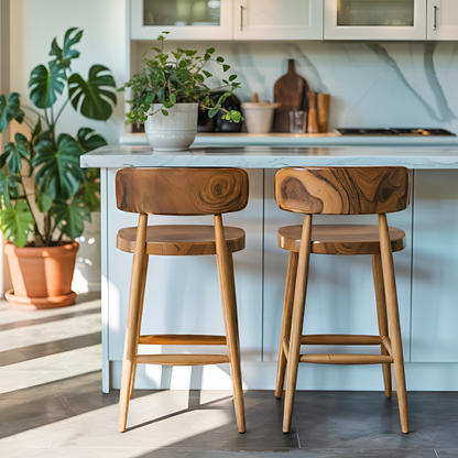 Mid Century Bar Stools With Backrest For Kitchen Or Dining Room