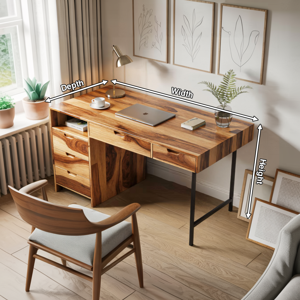 Modern Wooden Desk With Drawers For Home Office Or Study