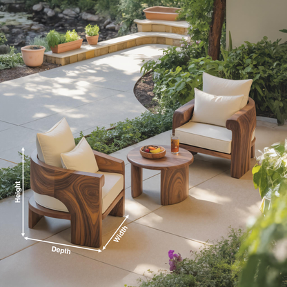 Curved Outdoor Wood Lounge Chair For Patio Or Balcony