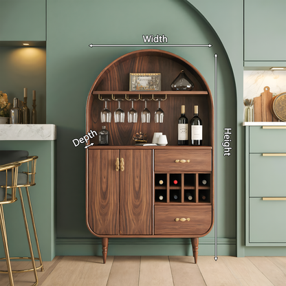 Arched Wine Cabinet With Storage For Dining Room