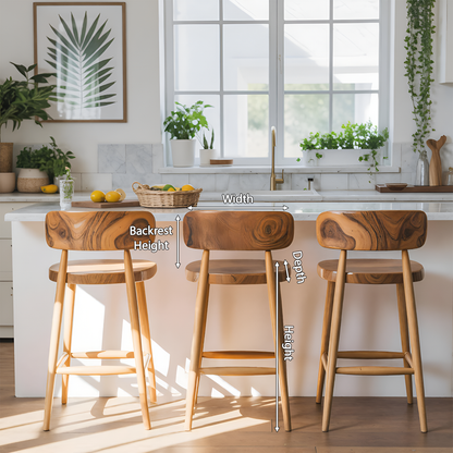Mid Century Bar Stools With Backrest For Kitchen Or Dining Room