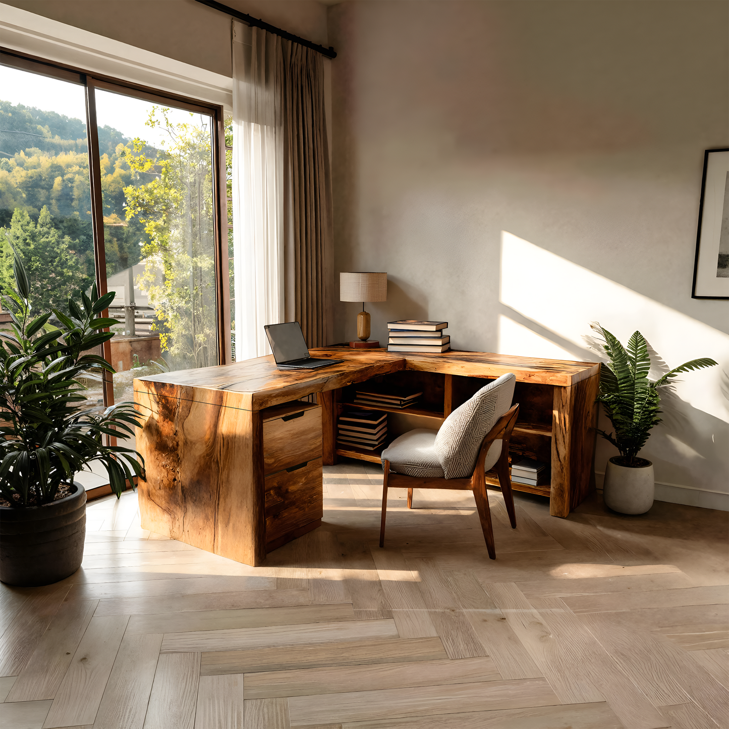 Contemporary L Shaped Workstation Desk For Study Room