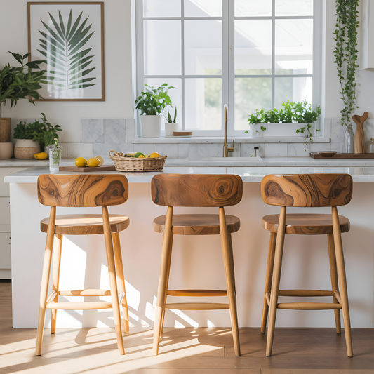 Mid Century Bar Stools With Backrest For Kitchen Or Dining Room