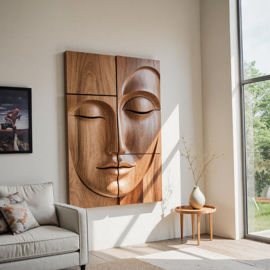 Modern Buddha Face Wall Art Living Room Entryway