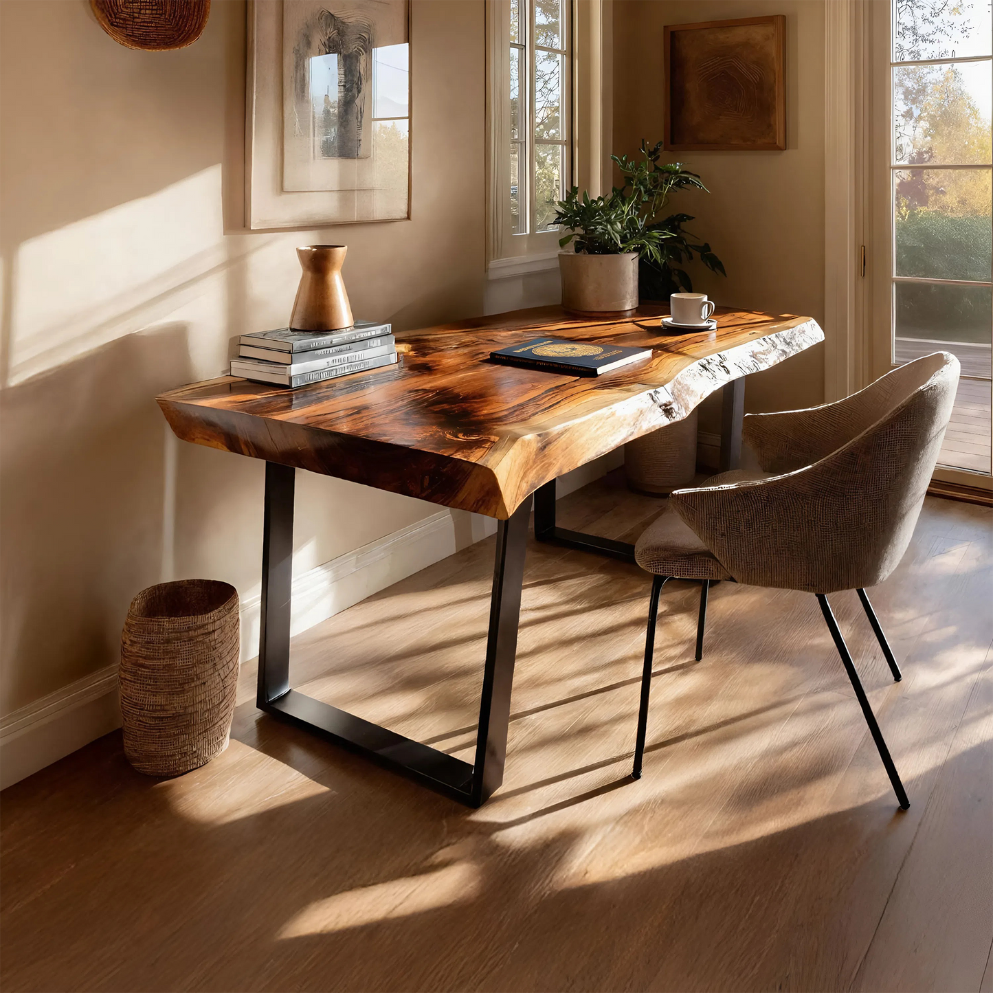 Farmhouse Solid Wood Live Edge Desk For Interior Decor