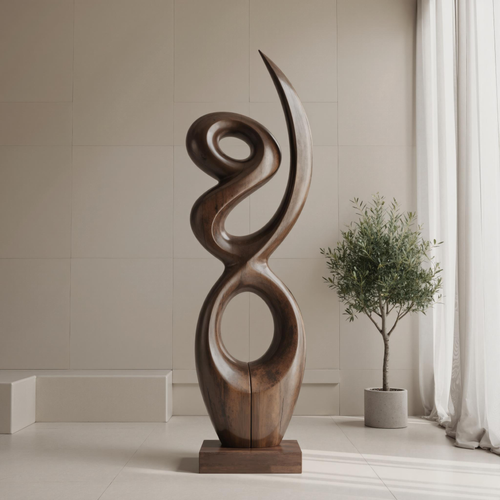 Handcrafted Wooden Abstract Sculpture For Living Room