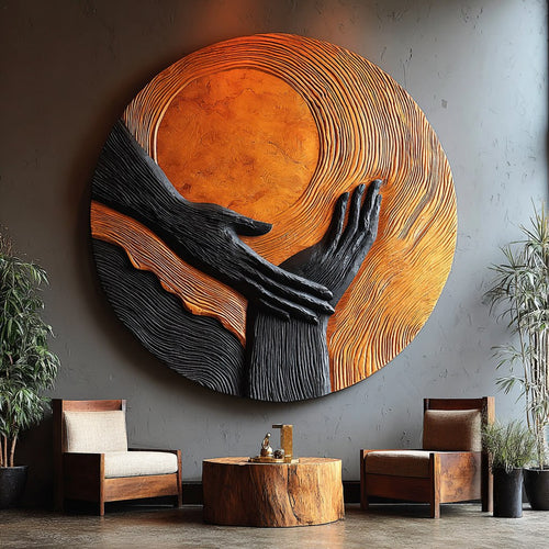 Modern Solid Wood 3D Sculpture Wall Art For Living Room Decoration