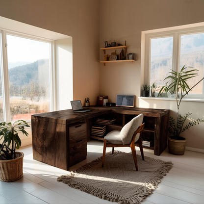 Contemporary L Shaped Workstation Desk For Study Room