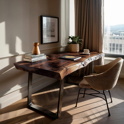 Farmhouse Solid Wood Live Edge Desk For Interior Decor