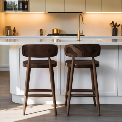 Mid Century Bar Stools With Backrest For Kitchen Or Dining Room