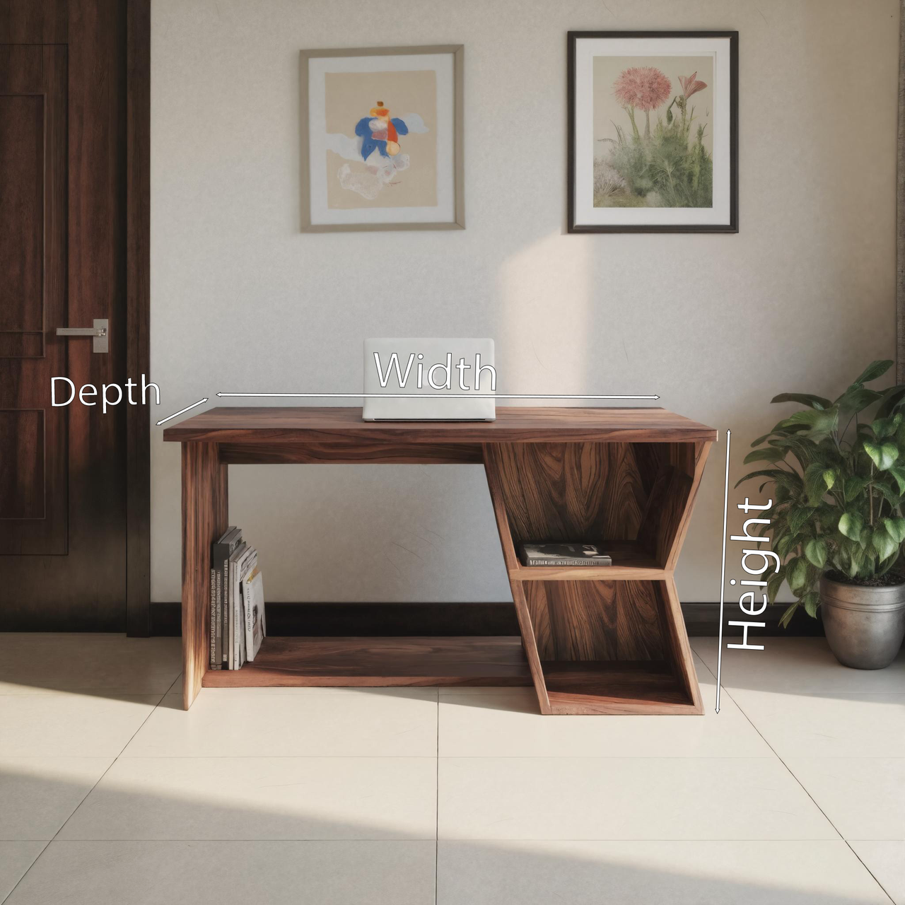 Handmade Writing Desk With Geometric Design For Home Office