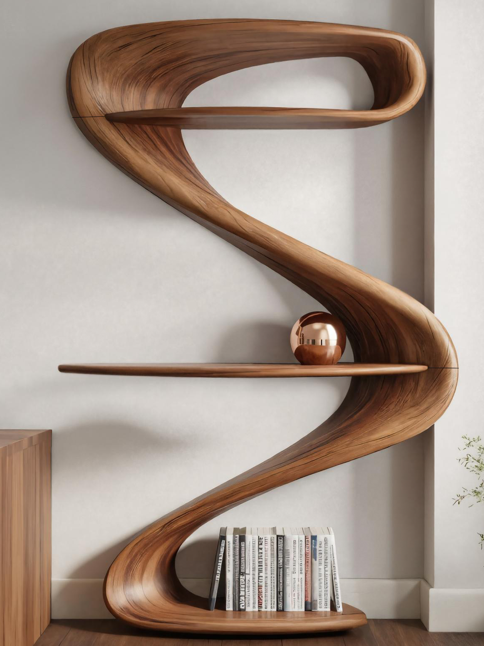 Modern Wave Bookshelf For Living Room Or Contemporary Interior