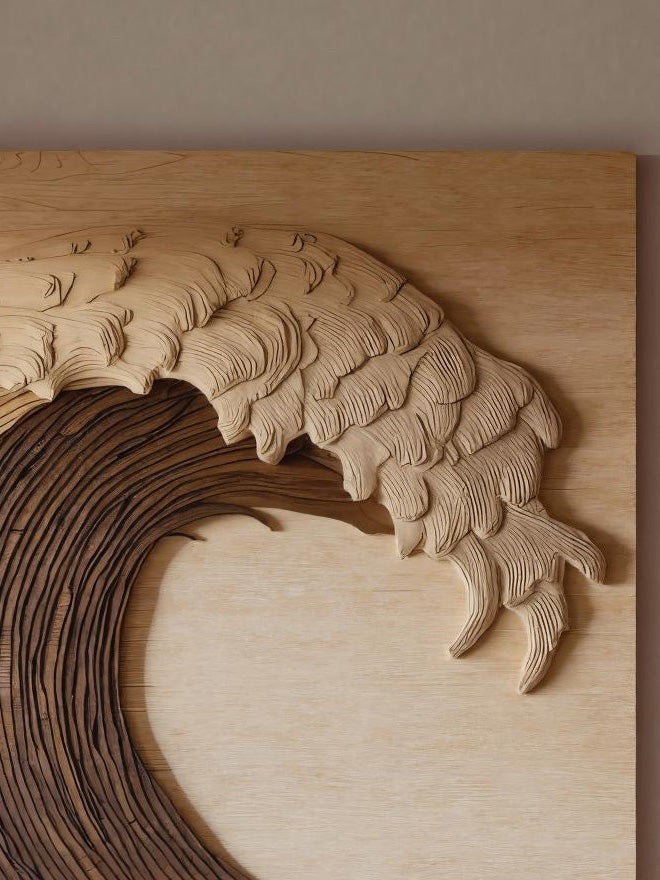 Vertical Sculptural Wave Wall Art For Living Room