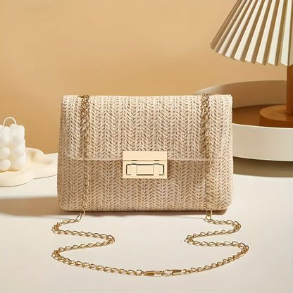 Woven Strawlock Crossbody Bag