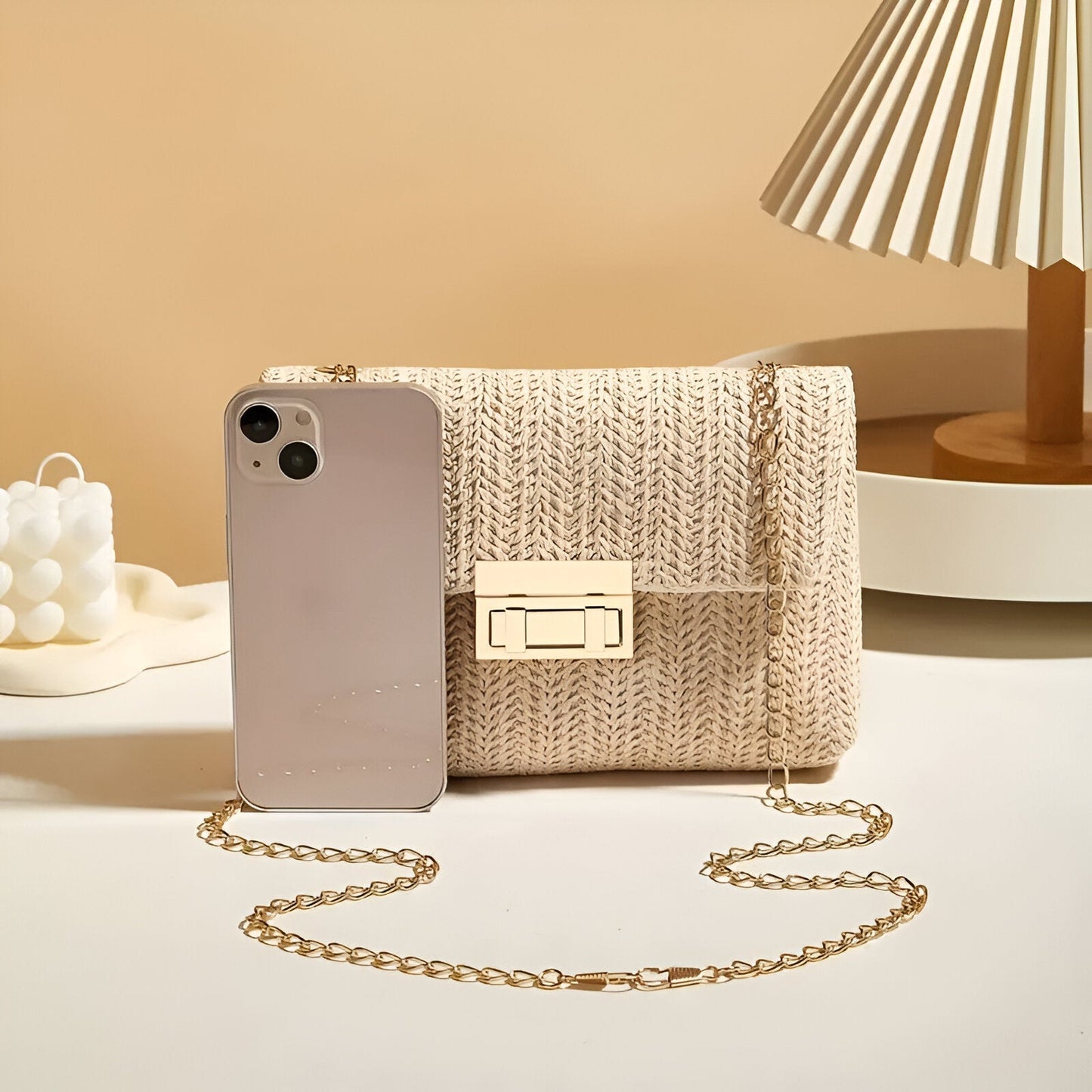 Woven Strawlock Crossbody Bag