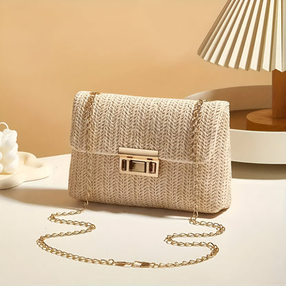 Woven Strawlock Crossbody Bag