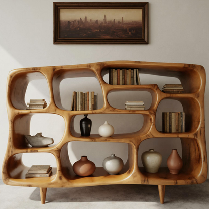 Modern Organic Bookshelf With Open Shelves For Living Room Or Office