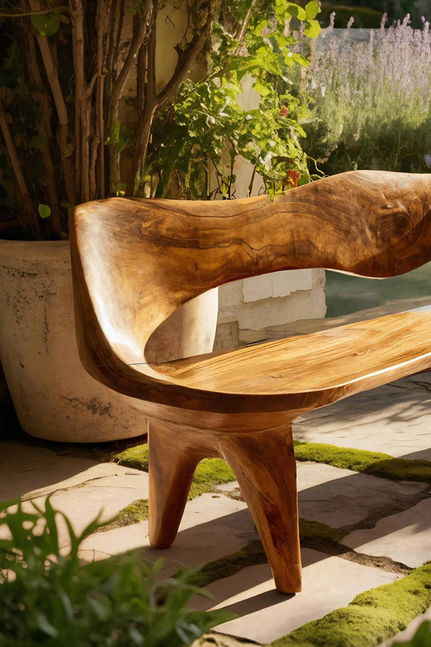 Handcrafted Curved Wood Bench For Outdoor Furniture Styling