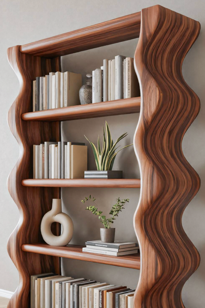 Modern Wave Bookshelf For Living Room Or Office