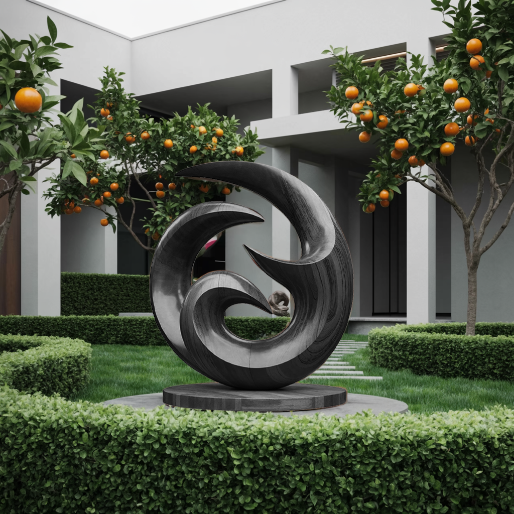 Farmhouse Abstract Wooden Sculpture For Living Room