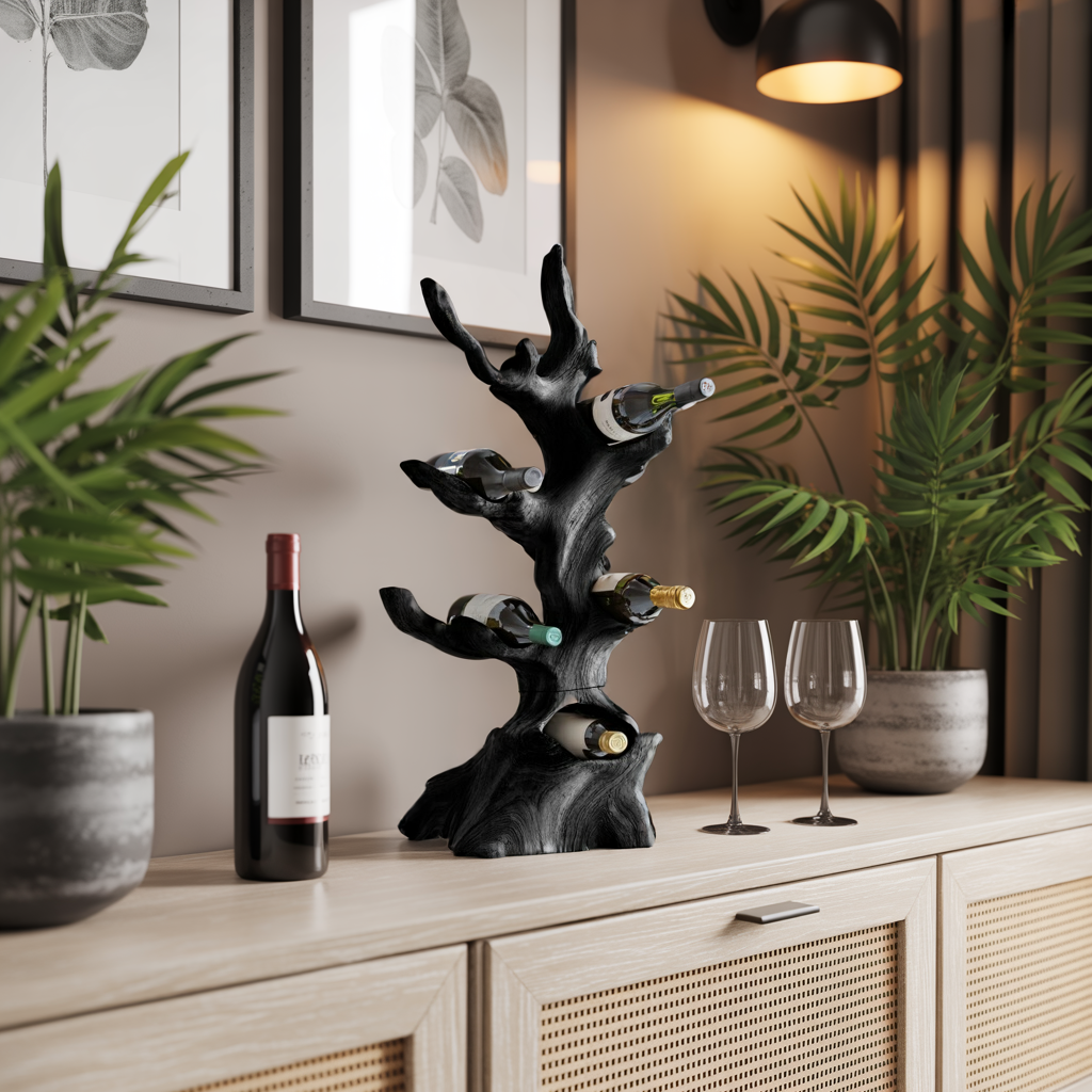 Farmhouse Wine Stand For Kitchen Wine Display Rack