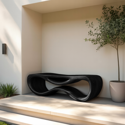 Contemporary Sculptural Outdoor Bench For Patio Or Garden Decor