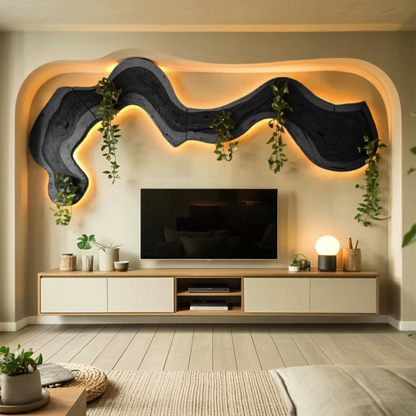 Rustic Sculptural Wall Art For Living Room Above TV