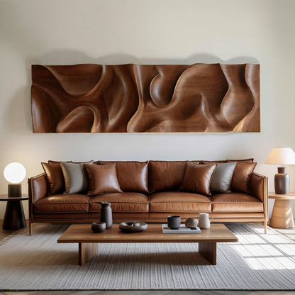 Minimalist Wall Art With 3D Carved For Living Room