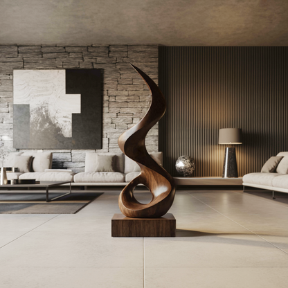 Mid Century Abstract Wooden Sculpture For Outdoor Garden