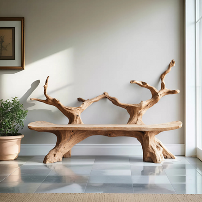 Mid Century Live Edge Bench For Elegant Patio