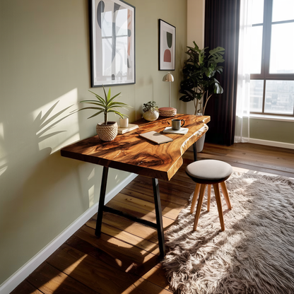Mid Century Solid Wood Desk For Minimalist Decor