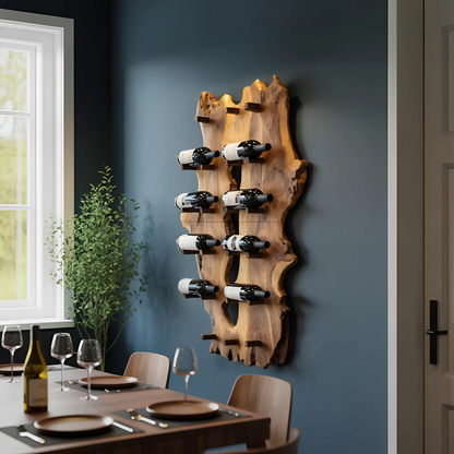 Mid Century Live Edge Wine Holder For Elegant Entryway Decor