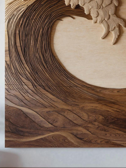 Vertical Sculptural Wave Wall Art For Living Room