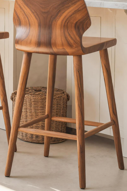 Contemporary Curved Bar Stools With Smooth Backrest For Dining